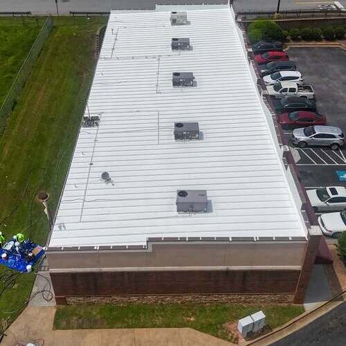 A commercial metal roof