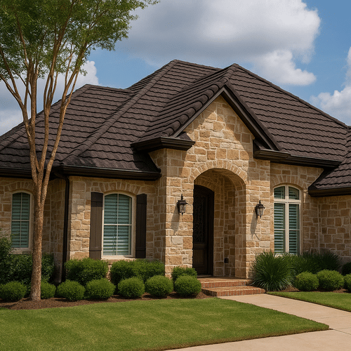 Stone coated steel roofing